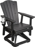 LETKIND Adirondack Swivel Glider Chair, Weather Resistant Adirondack Outdoor Rocking Chair, HDPE Glide for Outside, All-Weather Glider Chair for Porch, Balcony, Lawn, Black