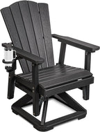 LETKIND Adirondack Swivel Glider Chair, Weather Resistant Adirondack Outdoor Rocking Chair, HDPE Glide for Outside, All-Weather Glider Chair for Porch, Balcony, Lawn, Black
