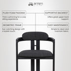 Armen Living Jazmin Contemporary Dining Chair in Black Brushed Wood Finish and Charcoal Fabric - Set of 6