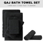 8-Piece Bath Towels Set, 100% Cotton Thick Soft Highly Absorbent Durable, Quick Dry, Bathroom Towels Set (2 Bath Towels, 2 Hand Towels, 4 Washcloths) - Perfect for Daily Use