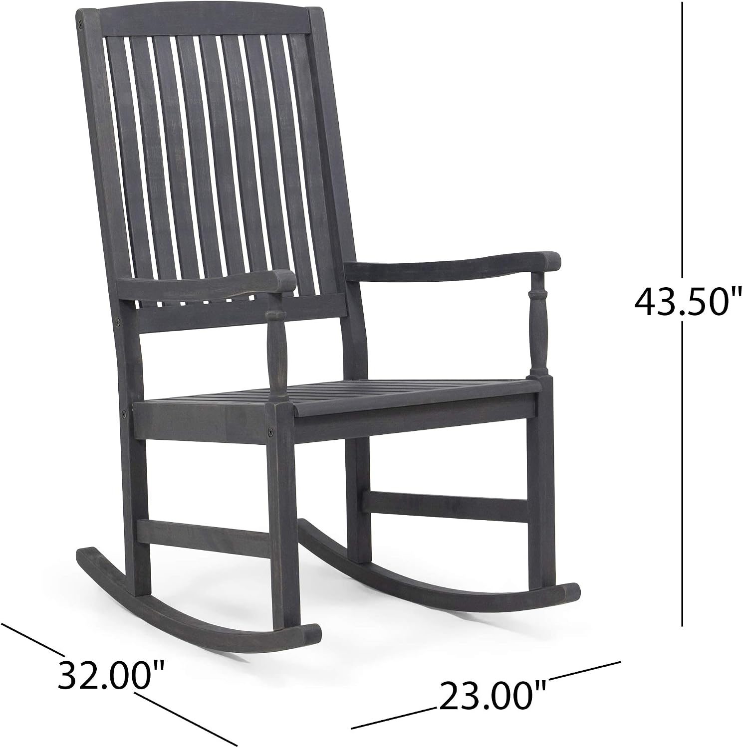 Great Deal Furniture GDFStudio Outdoor Acacia Wood Rocking Chairs (Set of 2), Dark Gray