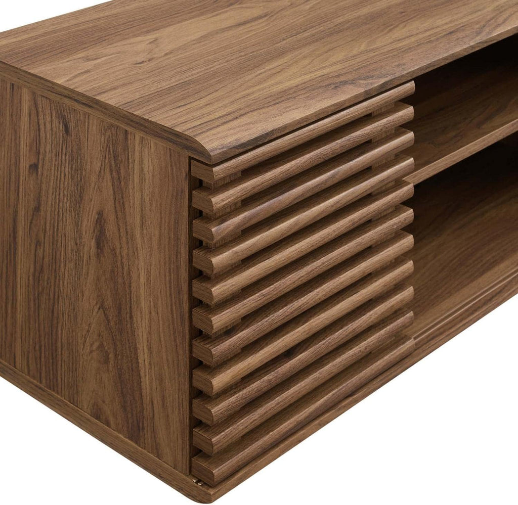 Modway Render 46" Mid-Century Modern Wall Mount Media Console TV Stand, 46 Inch, Walnut