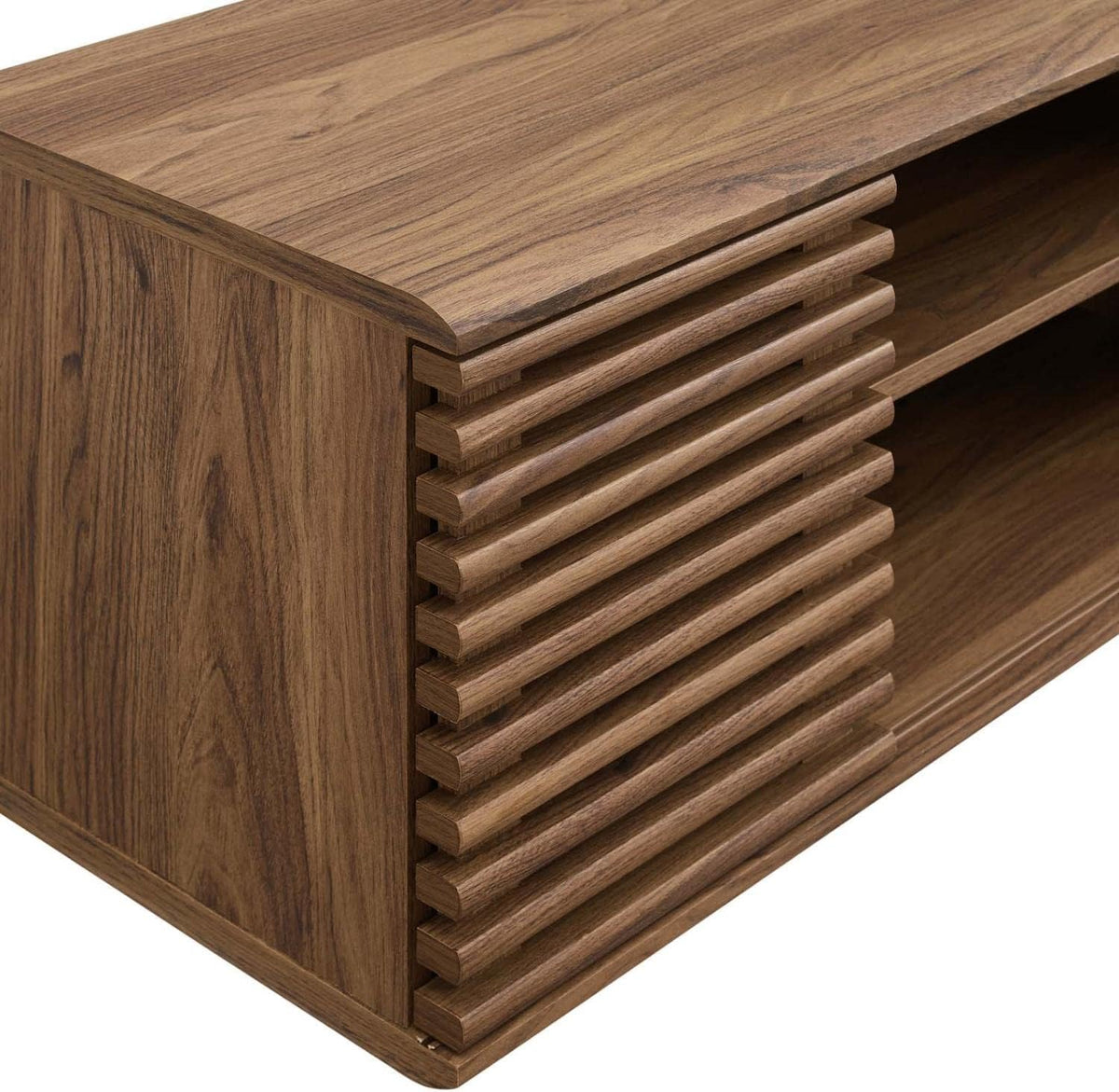 Modway Render 46" Mid-Century Modern Wall Mount Media Console TV Stand, 46 Inch, Walnut
