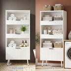 51" Tall Modern White Storage Cabinet, Freestanding Kitchen Pantry Cabinet, Buffet Sideboard Hutch, Snack Linen Cabinet for Kitchen, Dining Room,Bathroom, Office