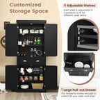 72" Kitchen Pantry Cabinet, Kitchen Cupboard with 2 Double-Doors Cabinet, Large Drawer, 4 Adjustable Shelves, Traditional Tall Storage Cabinets for Dining Room, Bathroom. Black