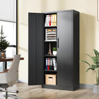 Storage Cabinet with 2 Doors and 4 Adjustable Shelves - 72" H Garage Storage Cabinet with Lock, Metal Storage Cabinet, Tool Cabinet Utility Cabinets for Home Office, Garage, Shop, Warehouse