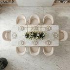 Hyfirm Set of 4 Cream Leather Dining Chairs, Modern Upholstered Kitchen Chairs Gold Metal Legs, Hollow Back, Accent Side Chair for Dining Room/Livingroom/Reception/Restaurant