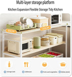 Kitchen Shelf, Floor-Standing Shelf, Shelf, Countertop Kitchen, Multi-Layer Large-Capacity Storage Rack, Multifunctional Pot Oven Microwave Rack 80 * 35 * 80cm Fourlayersofblack