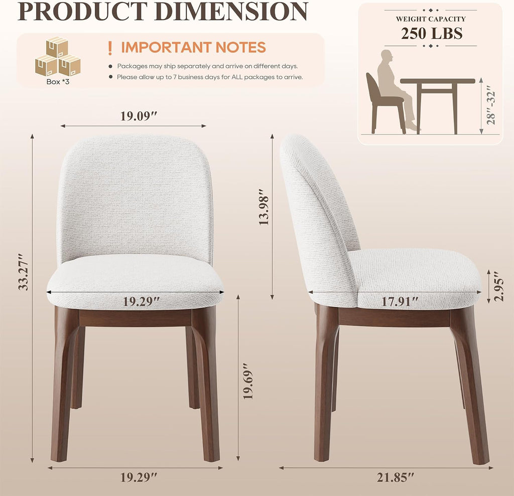MALOL Wooden Dining Chairs Set of 6, Upholstered Kitchen & Dining Room Chairs with Thickened Wooden Legs, Farmhouse Side Chairs, Beige