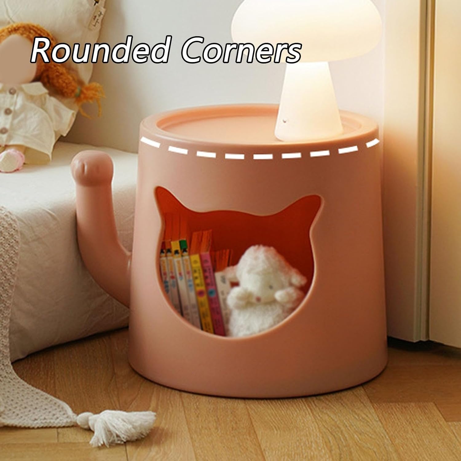 Side Table with Cat Nest End Tables Accent Tables Nightstand Bedside Tables for Home Small Spaces Home Furnishing(Pink)