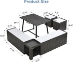 Brafab Corner Dining Table Set, 43 Inch Breakfast Nook Table Set with Bench with Hidden Storage & 2 Ottomans, 5-Piece Corner Bench Dining Table Set, Brown