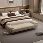 Modern Bed End Stool for Bedroom Bedside Hotel Sofa High-end Long Shoe Changing Entryway(Off-White,Small)