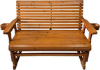 Fortune Candy Patio Glider with Cup Holders, High Roll Back and Deep Contoured Seat, Heavy Duty 800 Lb (Brown, 2-Seater)