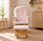 Suite Bebe Mason Glider & Ottoman, Poetic Natural Wood Finish and Pink Fabric