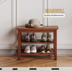 Wood Shoe Bench for Entryway,Bench with Shoe Rack,Storage Shoe Organizer for Hallway,Living Room,Bedroom (Brown, 23.62''W×11.81‘’D×17.71‘’H)