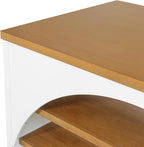 Christopher Knight Home Elle 56" Kitchen Island with Open Storage, Farmhouse Rubberwood Kitchen Island Table with Arch Detail, Storage Cabinet with 3 Open Shelves, Kitchen Prep Table, White+Natural