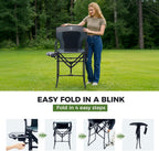 EVER ADVANCED Portable 30.7" Seat Height Tall Folding Camping Chair Directors Chair High Foldable Bar Stool with Side Table for Makeup Artist, Sports Event, Craft Show, Supports 350LBS
