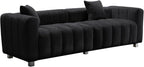 87.4" Modern 3 Seater Sofa Couch for Living Room, Mid Century Fluffy Couches with Solid Wood Frame and 6 Legs for Bedroom, Apartment, Weight Capacity 750 LBS (Black)