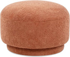 15" Mushroom Footstool Ottoman, Spice Orange Fleeced Teddy