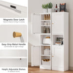 Bevivog Slim Kitchen Pantry Cabinet for Small Space, 67" Tall Narrow Storage Cabinets with Hutch and 3 Adjustable Shelves, Freestanding Tall Slim Bathroom Storage Cabinet