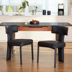 GrandNoor Black Dining Chairs Set of 2,Faux Leather Dining Chairs with Soft Cushion,Comfortable Upholstered Armless Dining Room Chairs with Curved Plywood Back