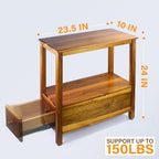 ENKEZI Narrow End Table with Drawer and Shelf – Slim Side Table for Small Spaces, Nightstand for Bedroom or Living Room, Small Bedside Table (Bottom Drawer)