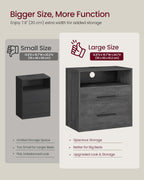 VASAGLE 23.6‑Inch Wide Nightstands, Set of 2, LED Lights, 2 Drawers