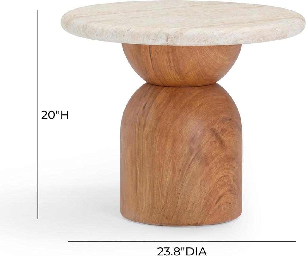 First of a Kind Side Table in Brown,Travertine Concrete