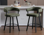 Shunzhi Modern Green Counter Height Bar Stools Set of 2 Leather Barstools with Backs/Metal Legs/Footrest Upholstered Counter Stools Comfy Bar Chairs for Dining Room/Home Bar/Kitchen Island/Pub,25 Inch