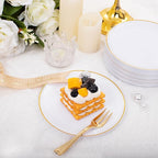 Festiva 200Pcs Gold Dessert Plates 6.3" with Forks 5"- Small Disposable Dessert/Cake/Appetizer Plates Plates- serve 100 guests include 100Plates 100Forks for Wedding Party&Thanksgiving&Christmas