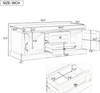 GDFStudio Jasd 42.50" Storage Bench with 2 Drawers and 2 Cabinets, Shoe Bench with Removable Cushion, Solid Wood Frame Storage Ottoman, Rectangular Cabinet Shoe Seat for Living Room Entryway, White