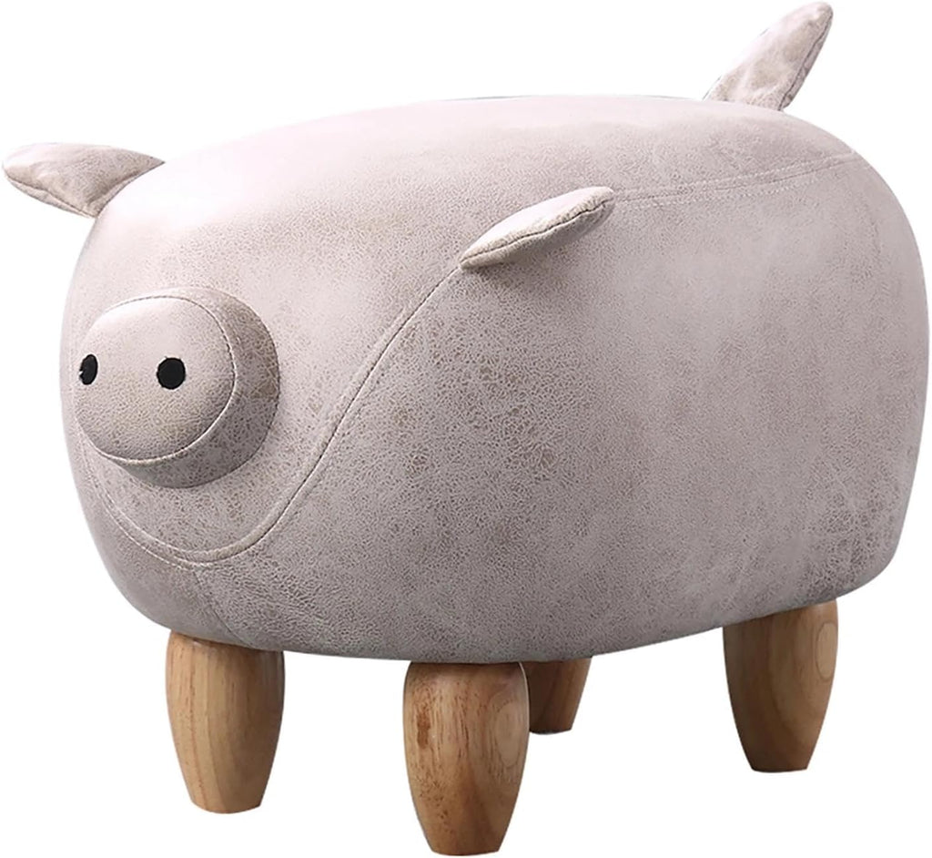 19.6-Inch Multi-Functional Footstool, Entryway Storage Stool, Unique Pig Design, Suitable As A Decoration for Hallways and Living Rooms. (Gray)