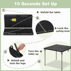34" Square Folding Table for 4 Person, 330lbs Weight Capacity Foldable Table with HDPE Tabletop & Heavy-Duty Steel Legs, Large Portable Picnic Table for Indoor Outdoor Parties, Camping, Black