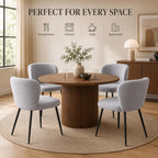Modern Teddy Dining Chairs Set of 2, Comfy Kitchen Armless Chairs with Thick Cushions, Wingback Chair, Upholstered Dining Room Chairs with Metal Legs for Dining, Living Room, Grey