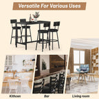 Zevemomo 5-Piece Dining Table Set, Bar Table Set for 4, Kitchen Table and Chairs, Counter Height High Top Table with 4 PU Upholstered Stools, Space-Saving Pub Table Sets for Small Space, Black