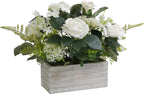 Artificial Flowers Plants Fake Rose Floral Arrangements in Pots for Home Wedding Table Centerpieces Indoor Outdoor Decoration (White)