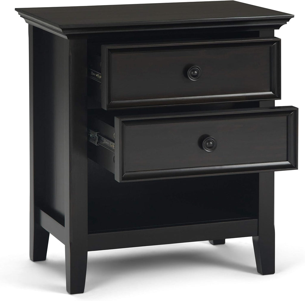 SIMPLIHOME Amherst Solid Wood 24 inch Wide Traditional-Style Bedside Nightstand Tables in Hickory Brown for the Living Room and Bedroom (Set of 2)