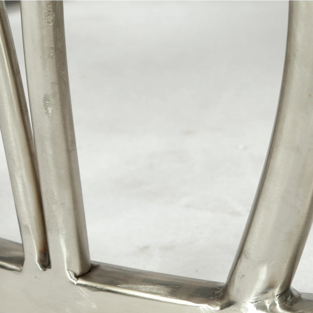 Penau Square Marble End Table, White Marble Top with Natural Gray Veins, Polished Stainless Steel Base with Organic Curves, Dimensions 18W x 18D x 22.5H Inches, Fully Assembled