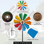 Stargarden Wind Spinners Outdoor, 13.4 Inch Kinetic Pinwheels, Colorful Metal Garden Spinners Double Windmill for Yard, Lawn, Patio