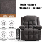 HAOMARKETS Classic Manual Recliners with Massage and Heat for Adults, Breathable Fabric Recliner Chair with 2 Cup Holders & Side Pockets, Overstuffed Heavy Duty Reclining Sofa for Living Room, Grey