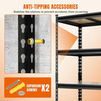 BIG RED Storage Shelving Unit, 5-Tier Adjustable, Heavy Duty Metal Garage Shelves/Utility Rack for Kitchen, Pantry, Basement, Bathroom, Laundry - 3,000lb Capacity, Black, 72" H x 48" W x 24" D