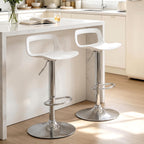 NOBPEINT NOB Contemporary Chrome Air Lift Adjustable Swivel Bar Stool (6 Pieces, White)