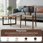 Polynices Wishbone Chair, Weave Solid Wood Mid-Century Modern Y Shaped Backrest Dining Chair (Walnut)