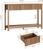 Treocho 47" Fluted Console Table with 3 Drawers and Storage Shelf | Narrow Long Entryway Table,Behind Couch Accent Tables, Entrance Foyer, Hallway, Living Room, Brown