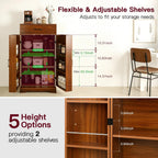 CypherX 47" Farmhouse Brown Kitchen Pantry Storage Cabinet for Dining Room | Rustic sideboard buffet cupboard; doors with shelves & smooth drawer; 47" tall pantry; 5-level adjustable storage shelves