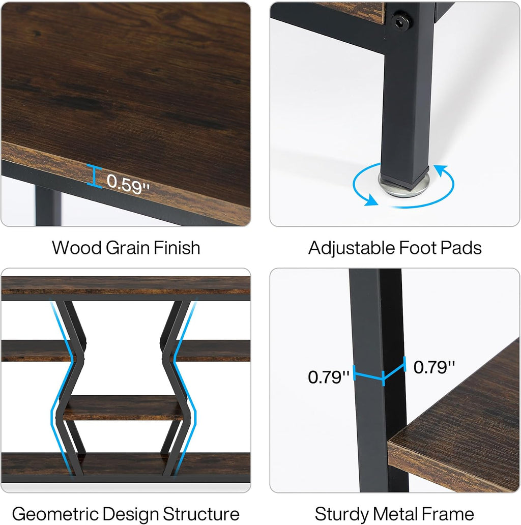 Tribesigns 70.9" Sofa Console Table with Storage Shelves (Rustic Brown) | 4 Tier Industrial Extra-Long Narrow Entryway Accent Tables for Hallway, Living Room, Foyer