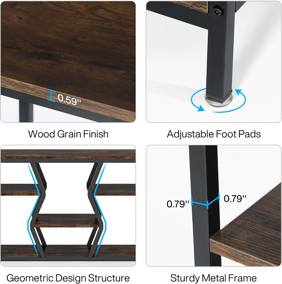 Tribesigns 70.9" Sofa Console Table with Storage Shelves (Rustic Brown) | 4 Tier Industrial Extra-Long Narrow Entryway Accent Tables for Hallway, Living Room, Foyer