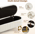 Storage Ottoman Bench, 63" Velvet End of Bed Bench Bedroom Bench King Size with Golden Metal Legs, Upholstered Storage Bench for Bedroom Living Room Entryway and Window, Beige