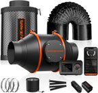 Spider Farmer Smart Air Filtration Kit 4", Inline Duct Fan, GGS Temperature Humidity Controller with WiFi App Control, Carbon Filter Combo, 25Ft Ducting, Ventilation System for Grow Tent, Hydroponics