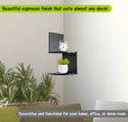 Corner Shelf, Greenco Modern Design 2 Tier Floating Shelves for Walls, Easy-to-Assemble Corner Shelf Wall Mount for Bedrooms and Living Rooms, Espresso Finish